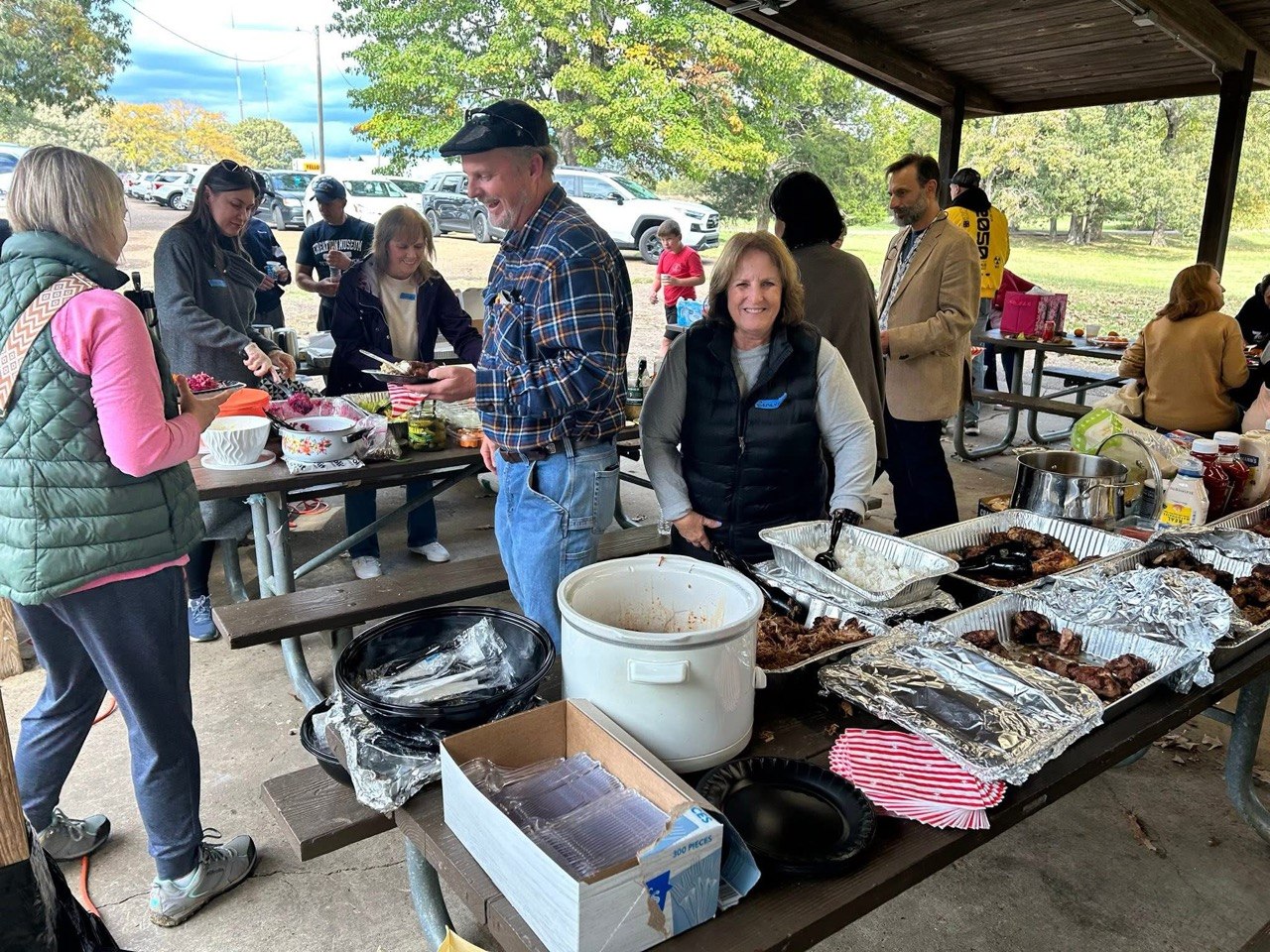 Shared potluck table
